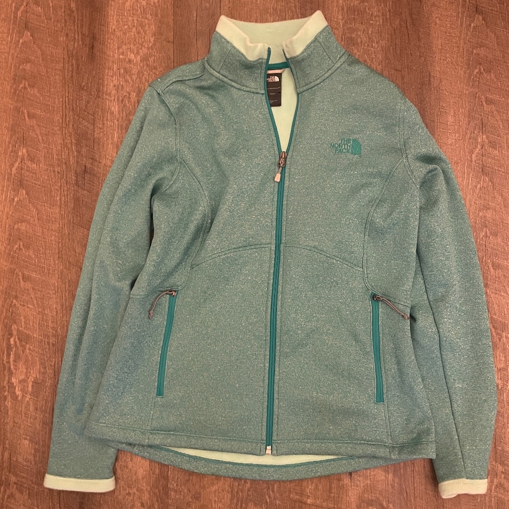 Green very worn North Face Fleece Jacket